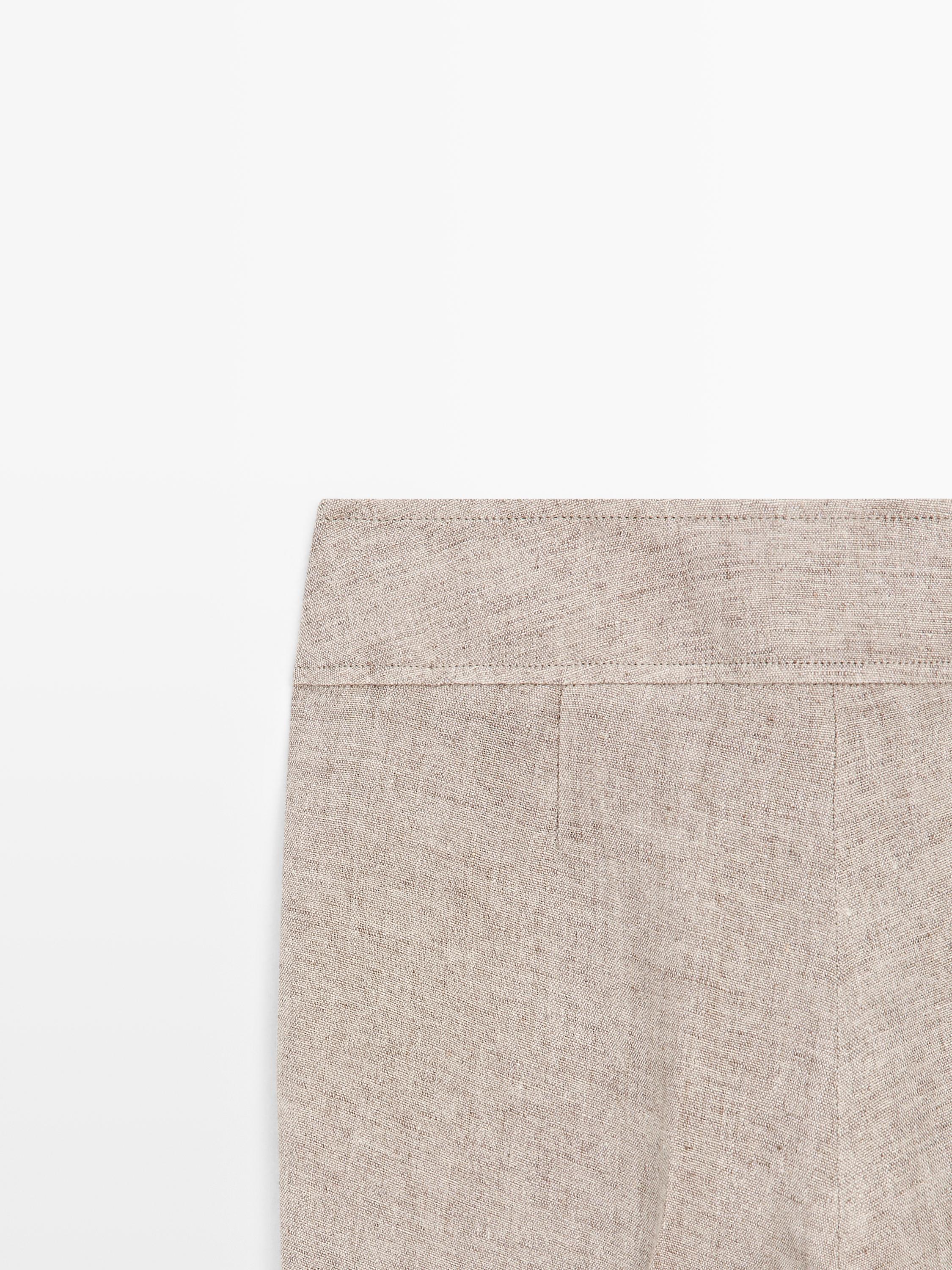 Pantalon capri en lin mélangé